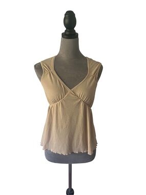 Misope Soft Beige Sleeveless V-Neck Tank
